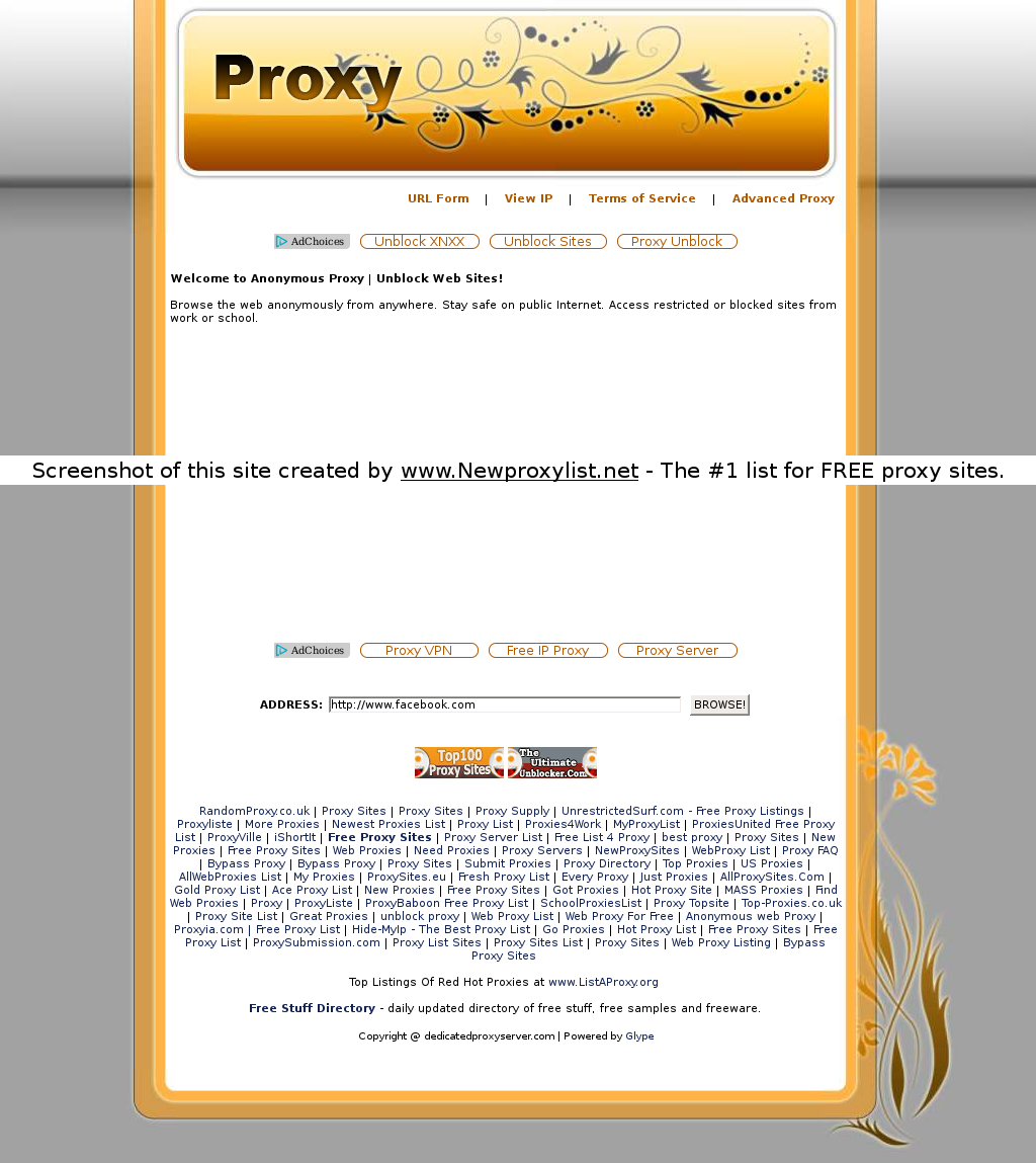 New proxy list proxy site details for 