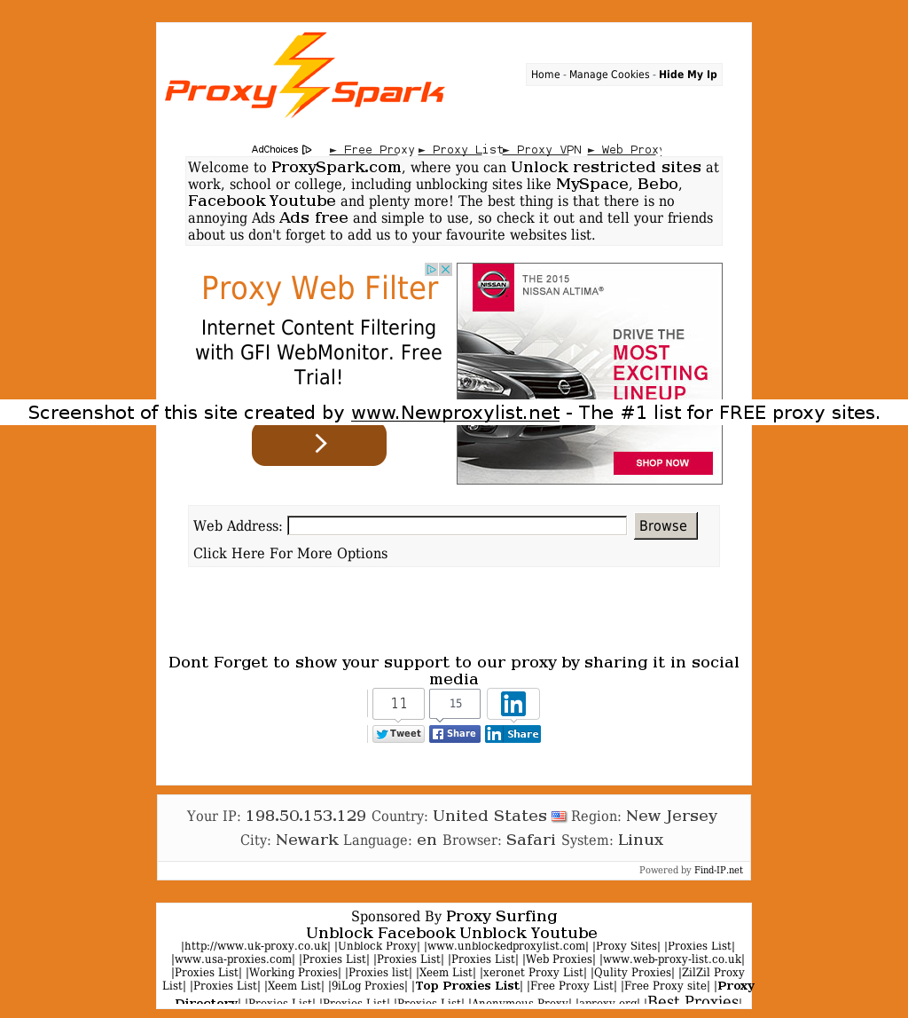 New Proxy List | Proxy site details for: