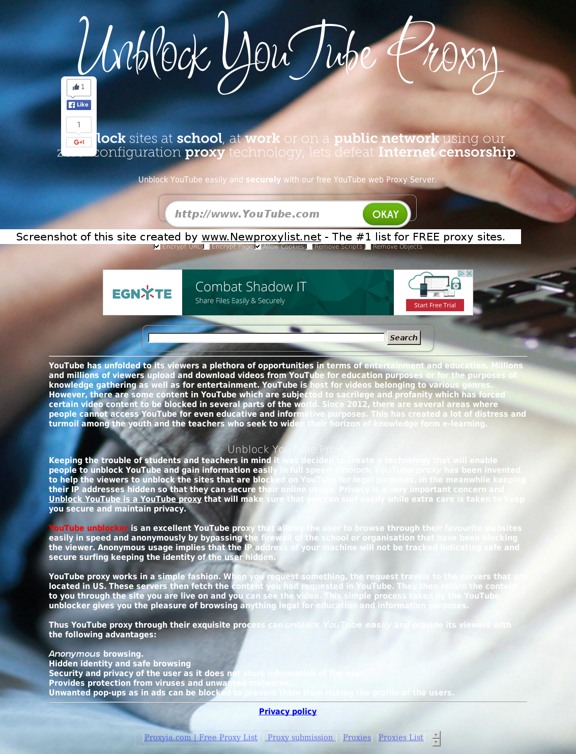 New Proxy List | Proxy site details for: